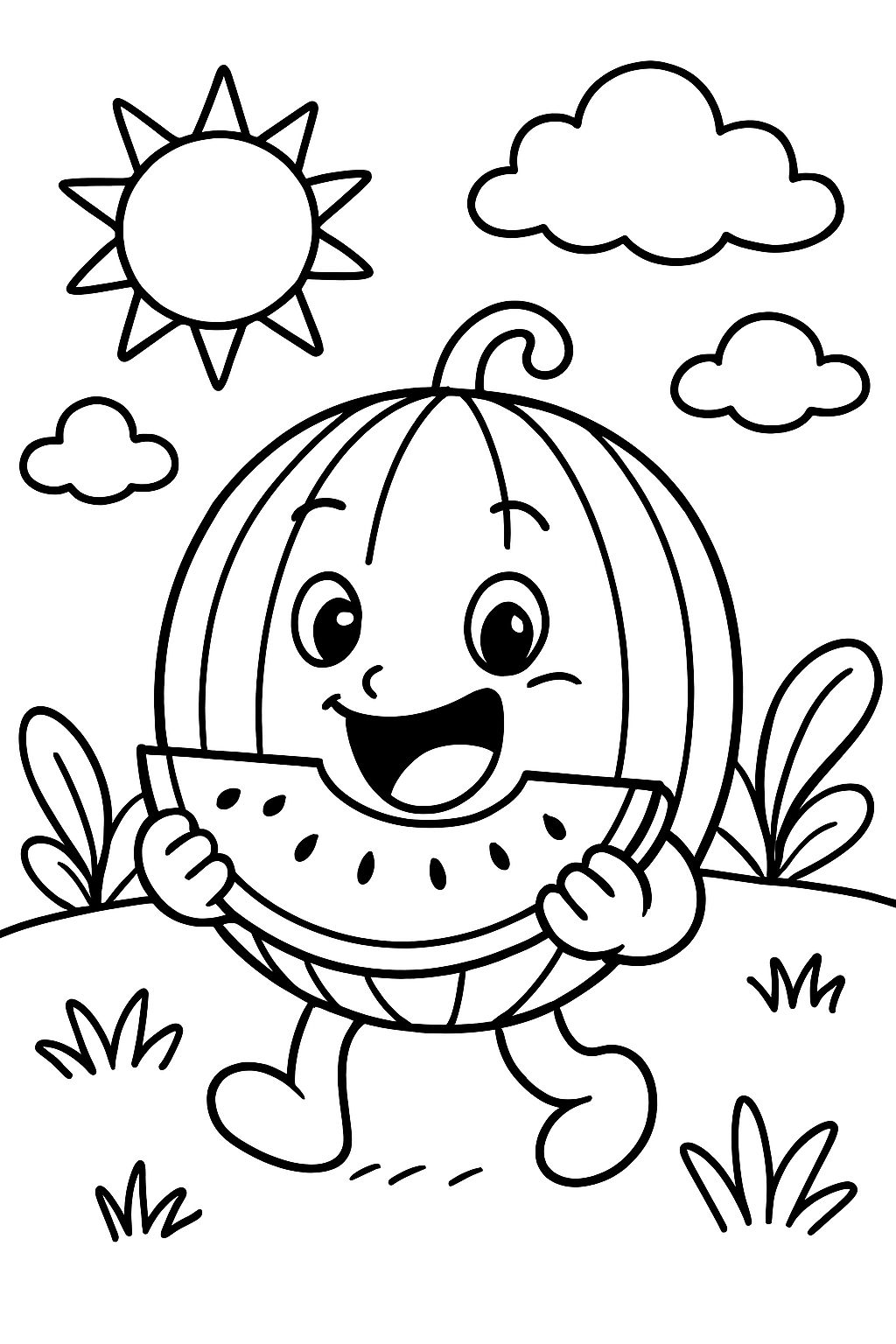 uma melancia comendo uma melancia