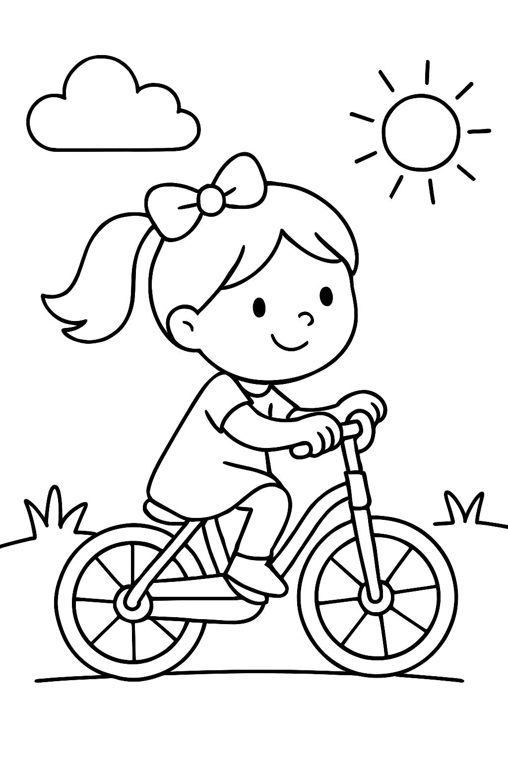 ein kleines Mädchen auf einem Fahrrad