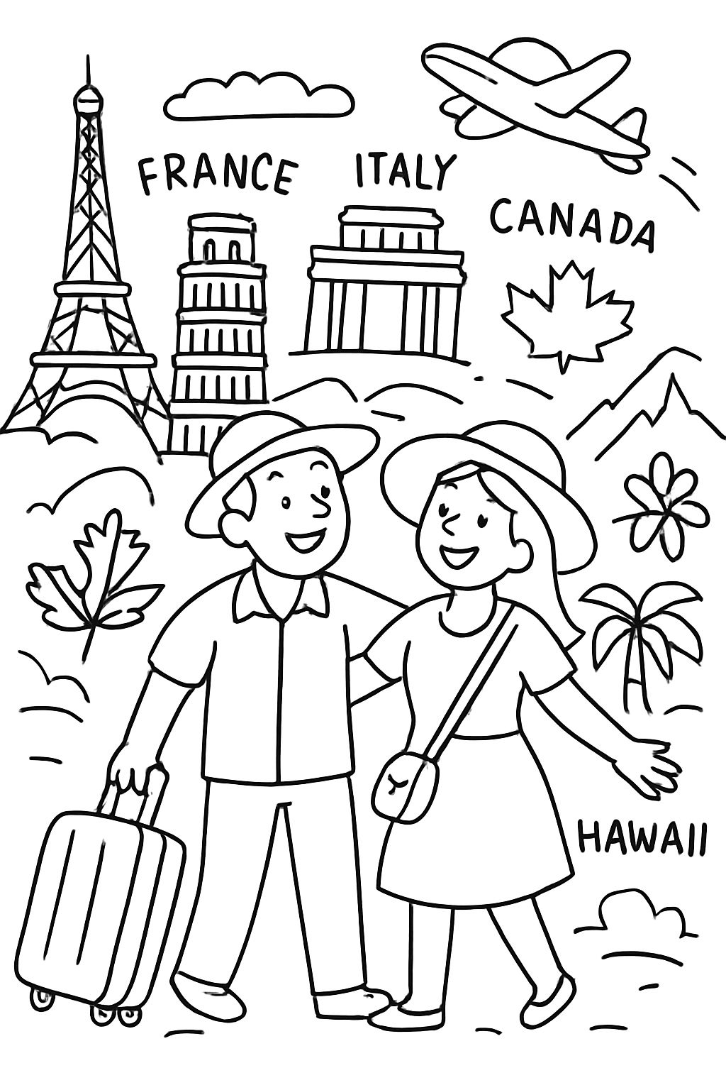 Les voyages mondiaux de ma tante et de mon oncle en France, en Italie, en Allemagne, au Canada, en Suisse et à Hawaï.