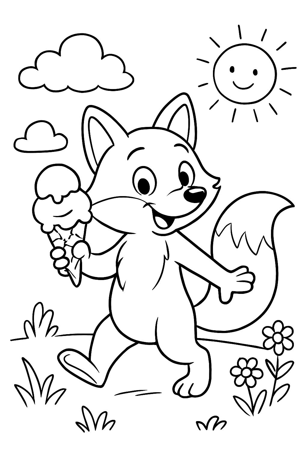 Renard avec de la glace