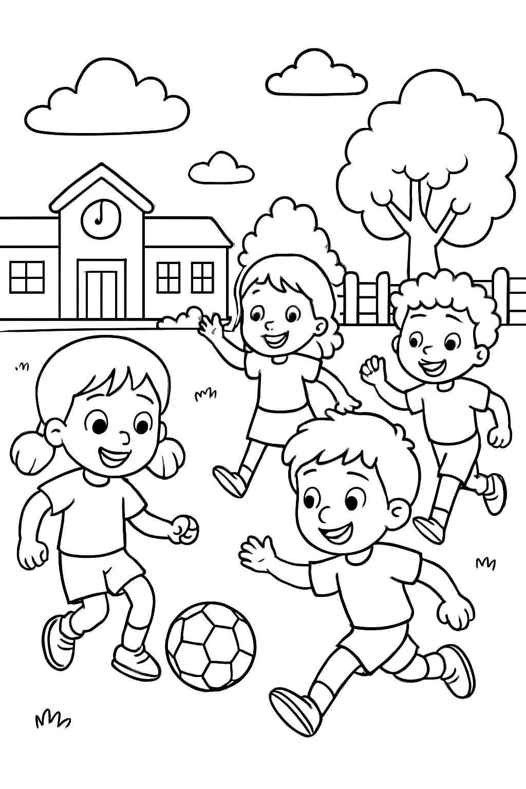 Image of children playing football during recess.