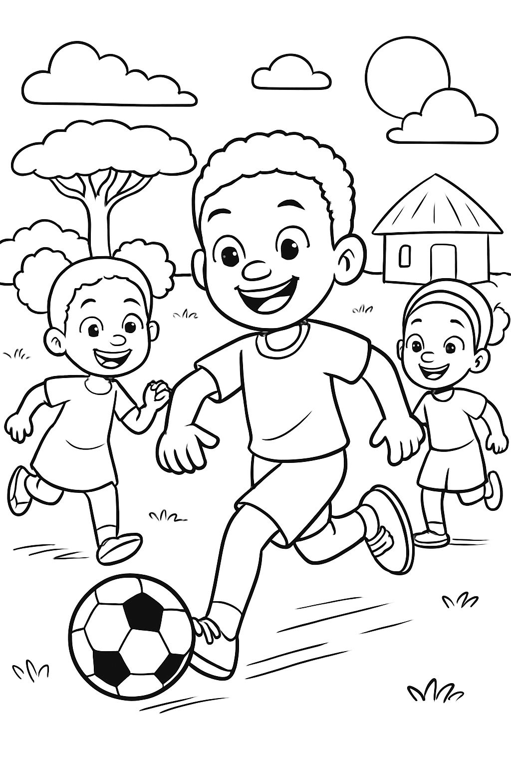 kids in Africa playing soccer