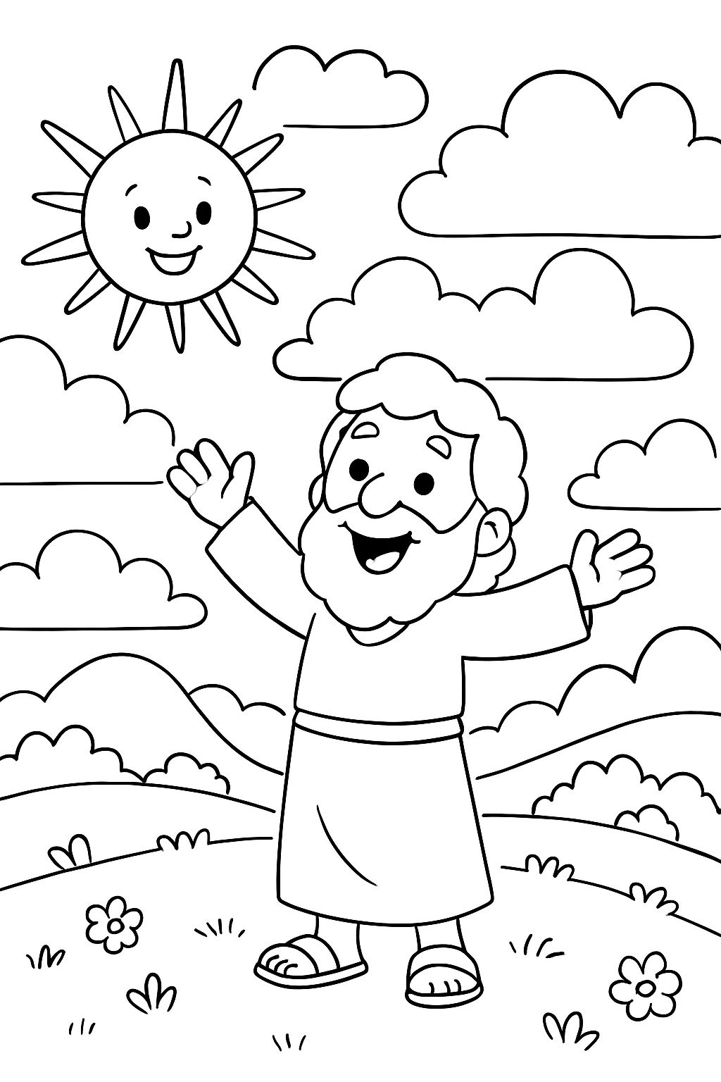 Dios hizo el gran y hermoso cielo, que se extiende alto sobre la tierra. Dios hizo el gran y hermoso cielo, que se extiende alto sobre la tierra.