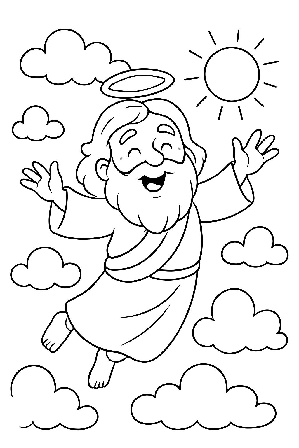 Dios el Padre flotando o volando.