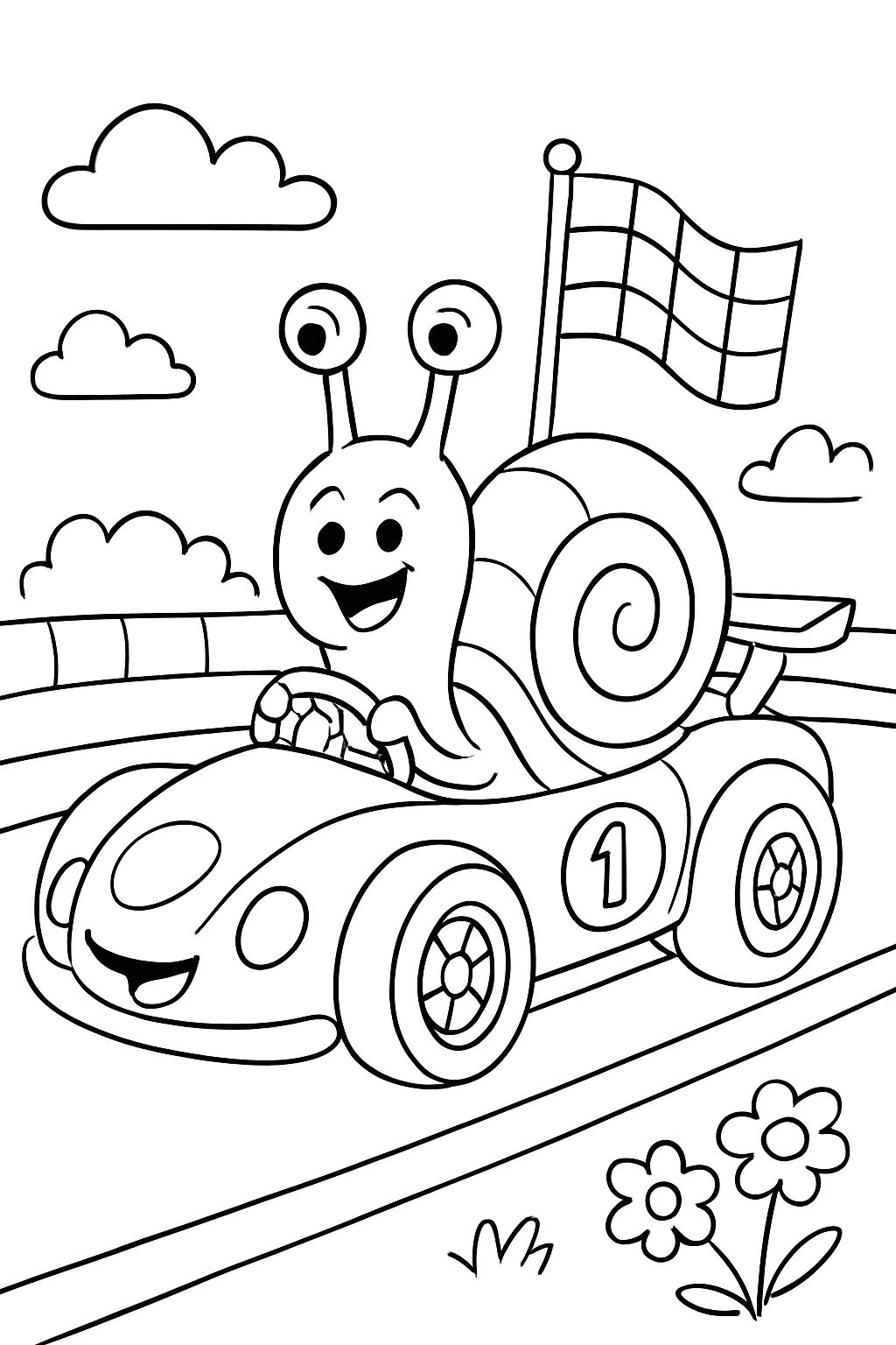 une escargot dans une voiture de course une escargot dans une voiture de course