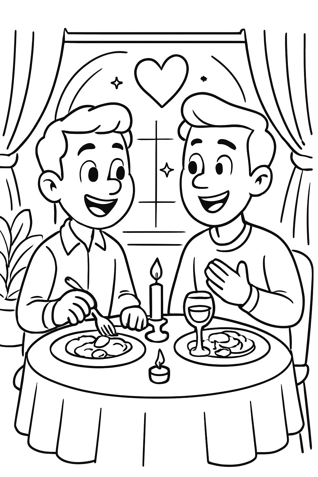 2 pais em um jantar romântico