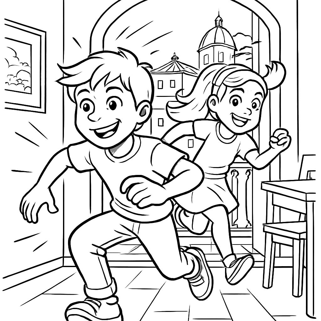 A boy and girl in an Italian apartment A boy and girl in an Italian apartment