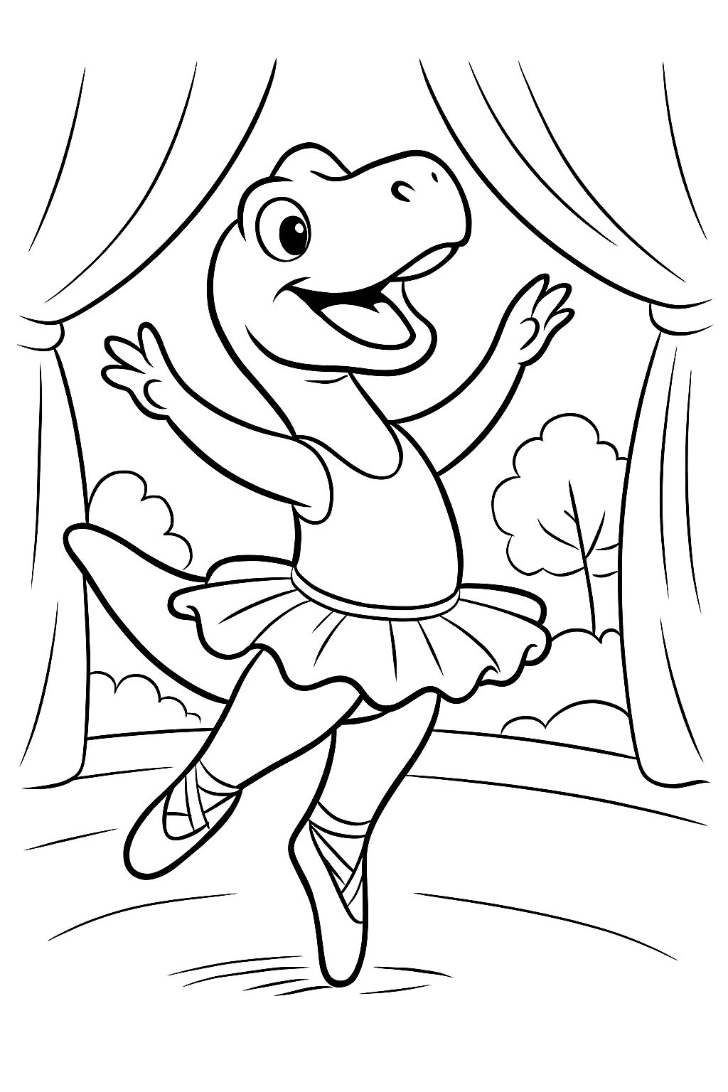 Dinosaur doing ballet