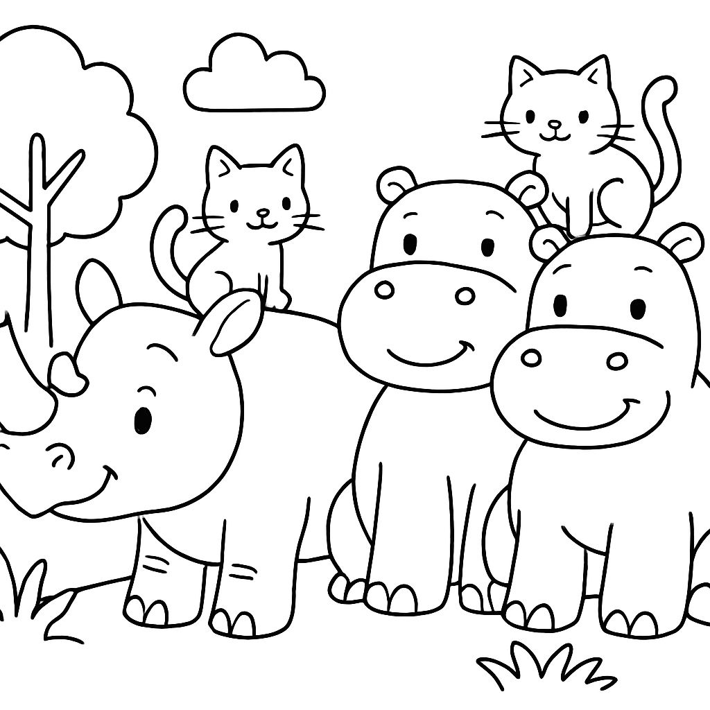 rinoceronte, hipopótamos y gatos rinoceronte, hipopótamos y gatos