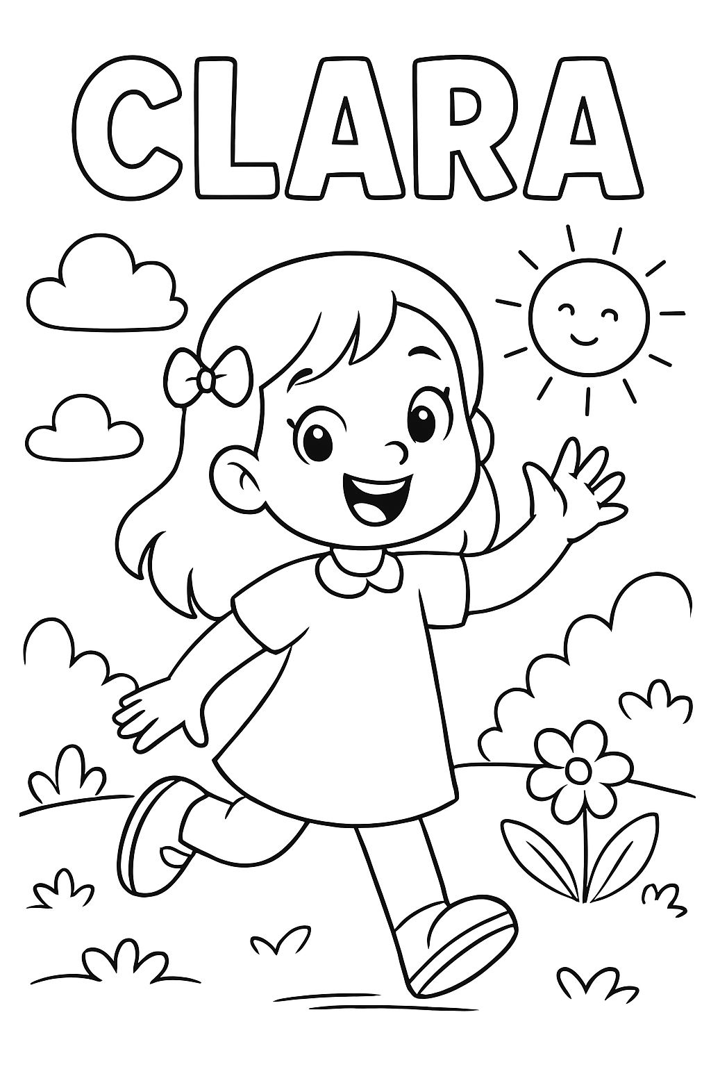 a picture with the name Clara on it. of a 6 year old little girl