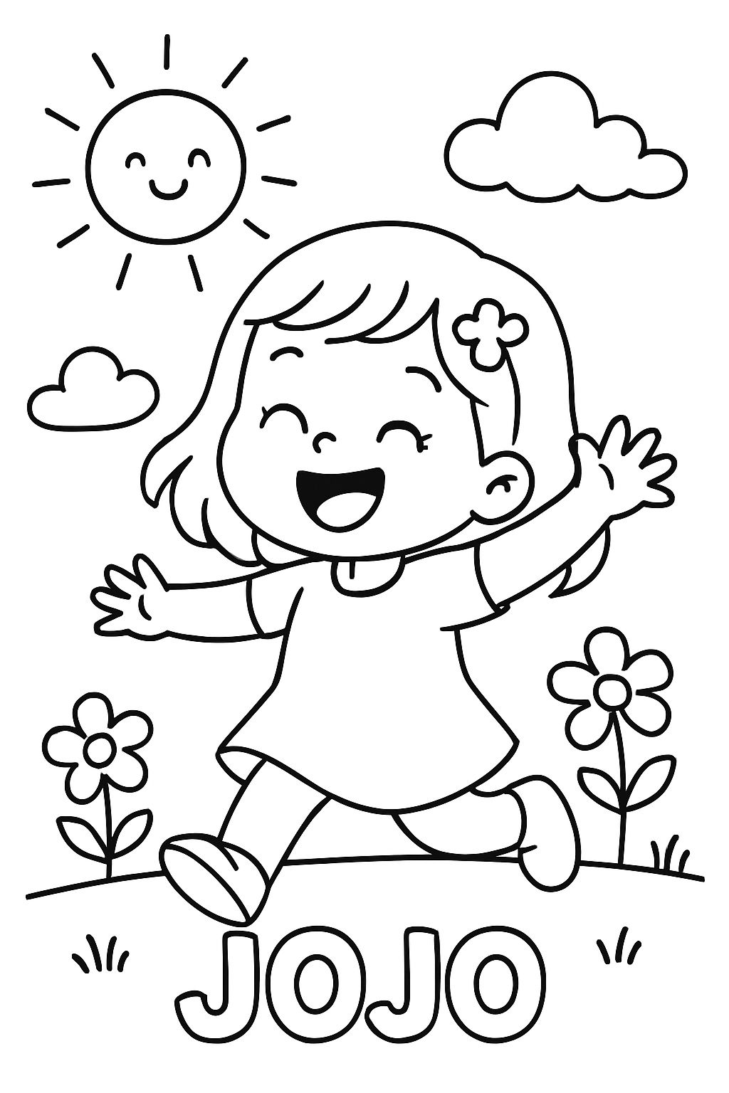 A picture of a 3 year old girl. Write the name Jojo.