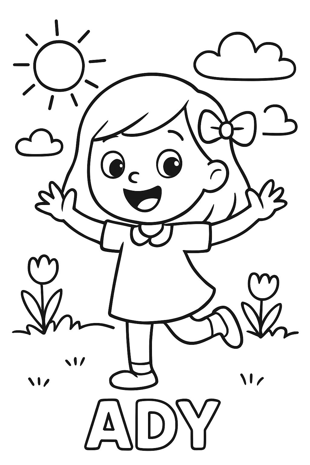 A picture of a 5-year-old girl. Write the name Ady.