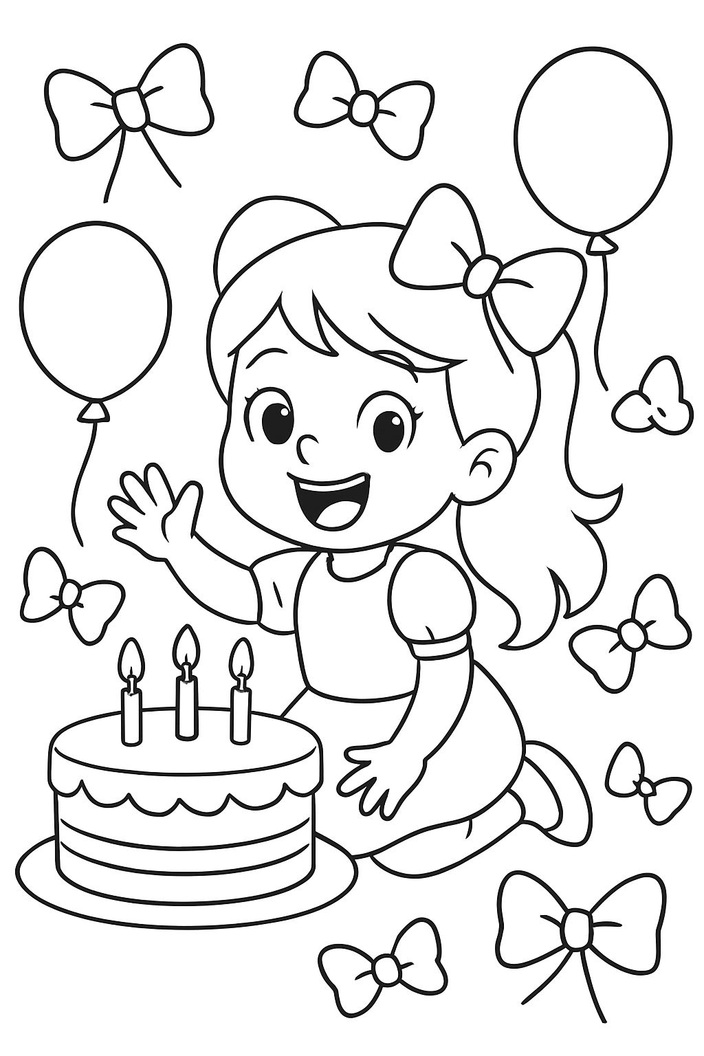 Happy Birthday Kennedy with only bows, balloons, and cake