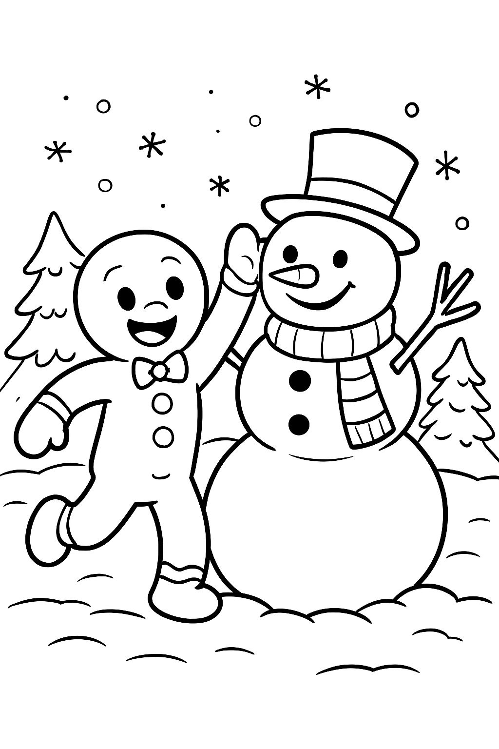 Homem de gengibre constrói um boneco de neve