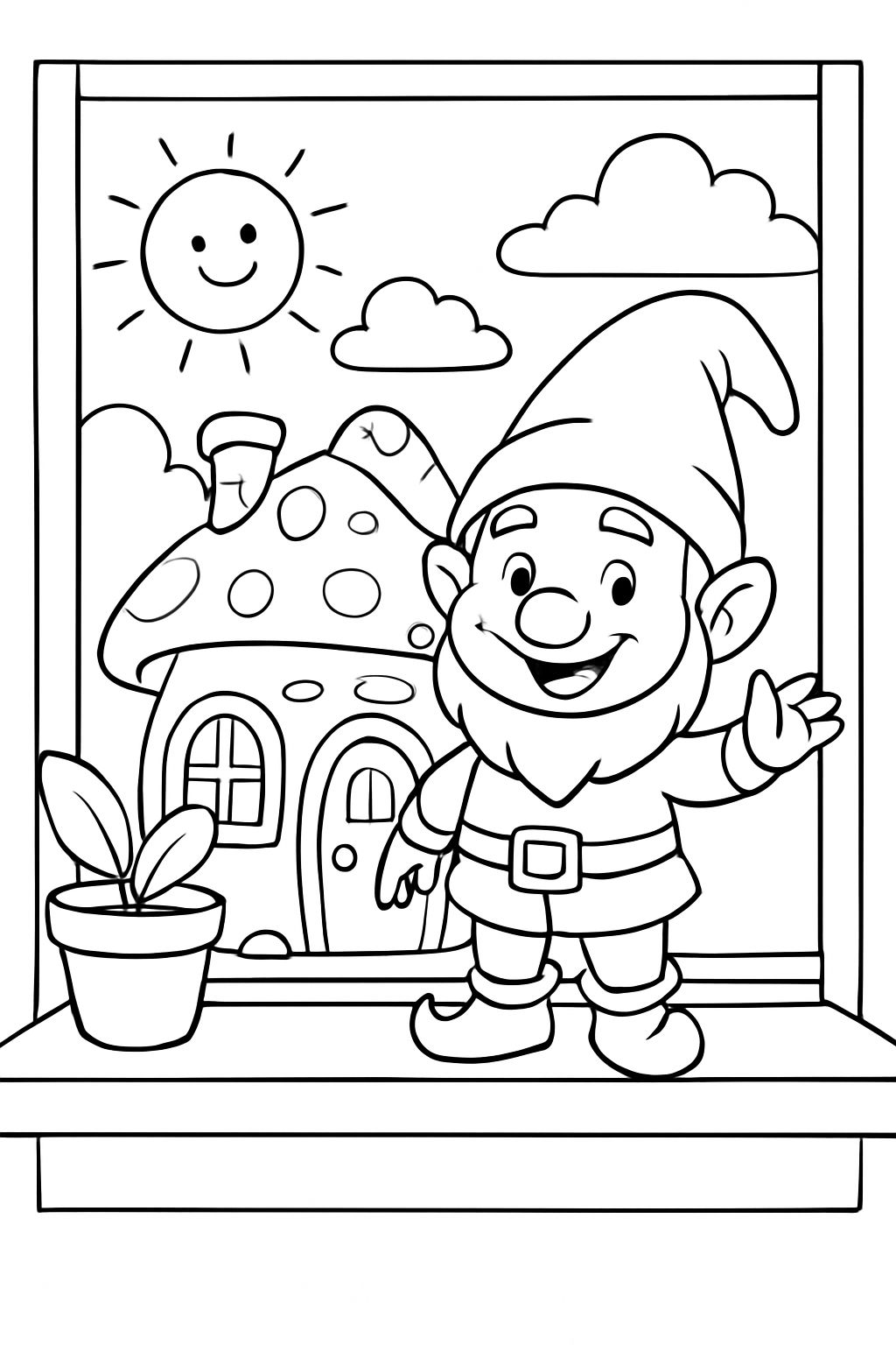 Gnome with his house on the windowsill Gnome with his house on the windowsill