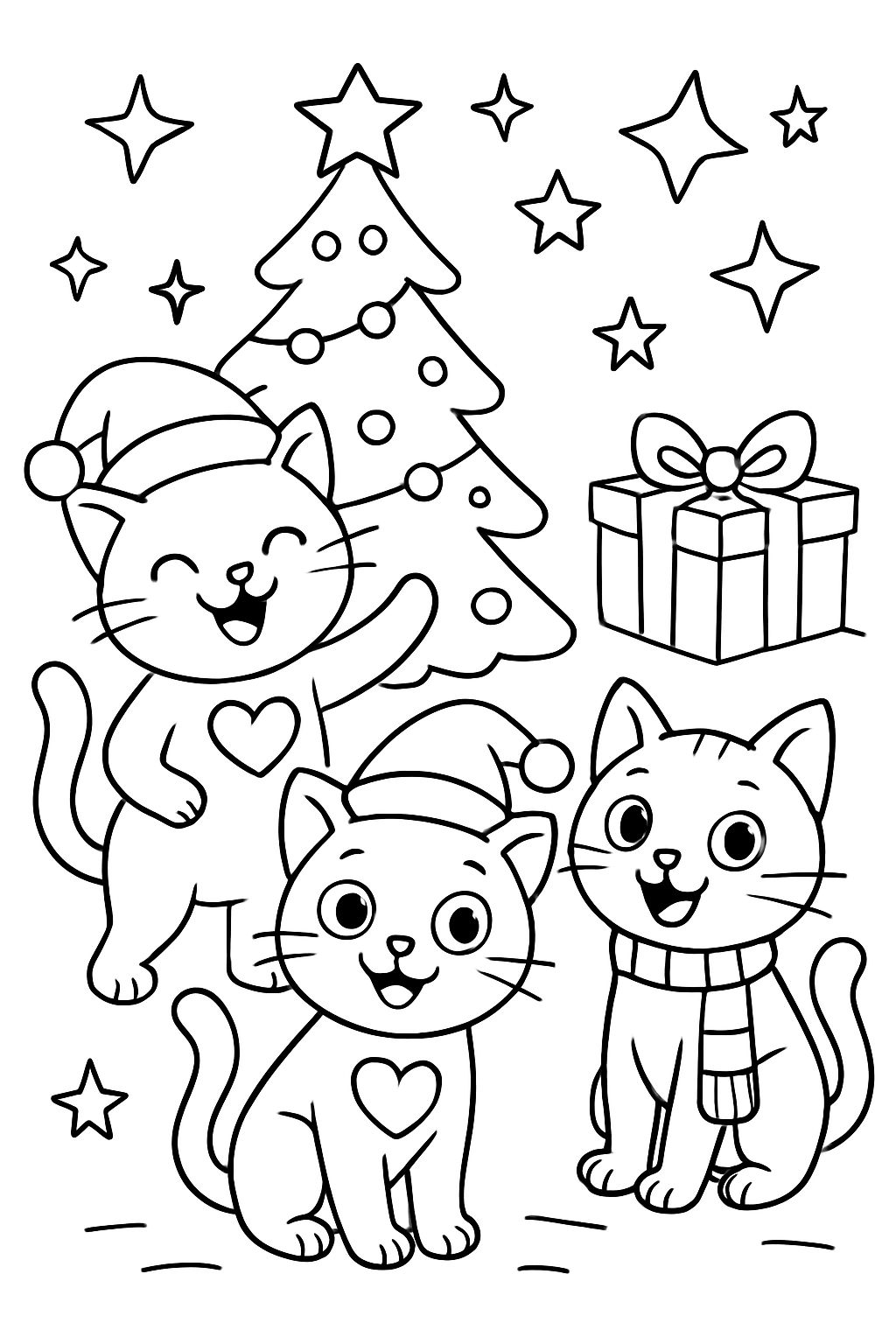 cats with hearts on their chests at christmas