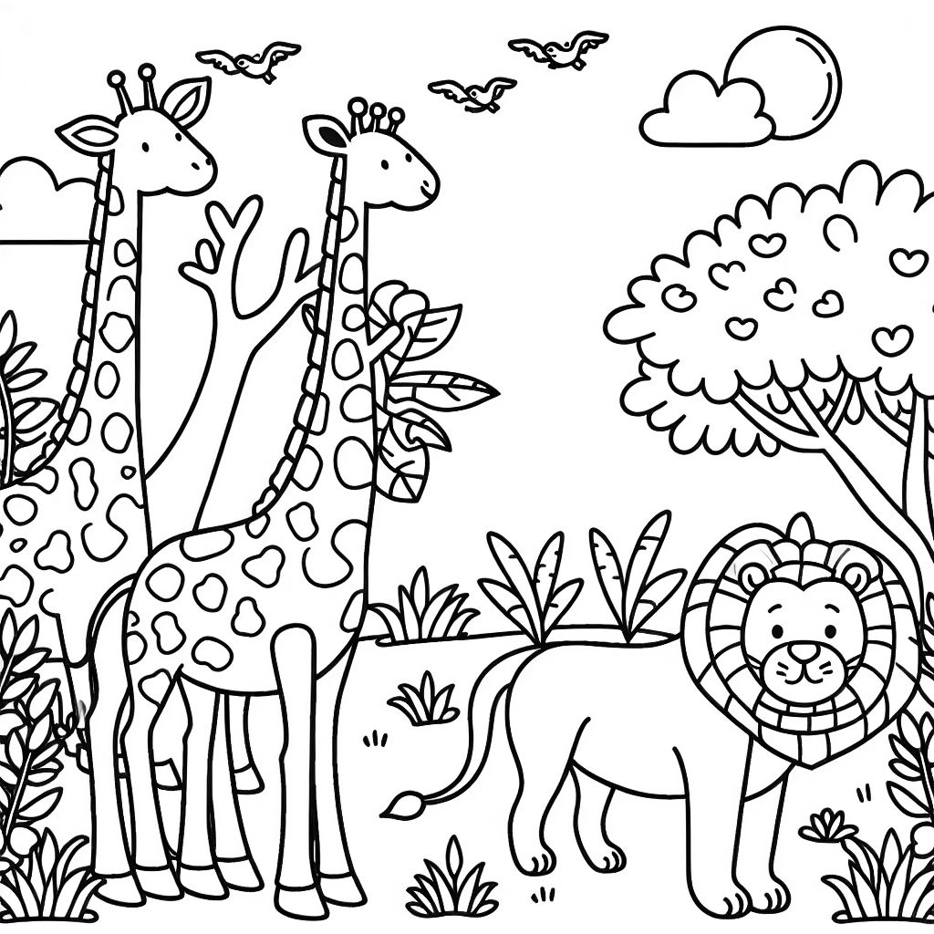jirafa en la jungla con leones jirafa en la jungla con leones