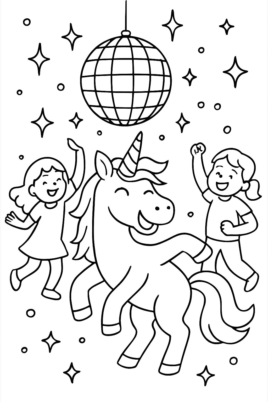 sparkly disco ball at a unicorn dance party