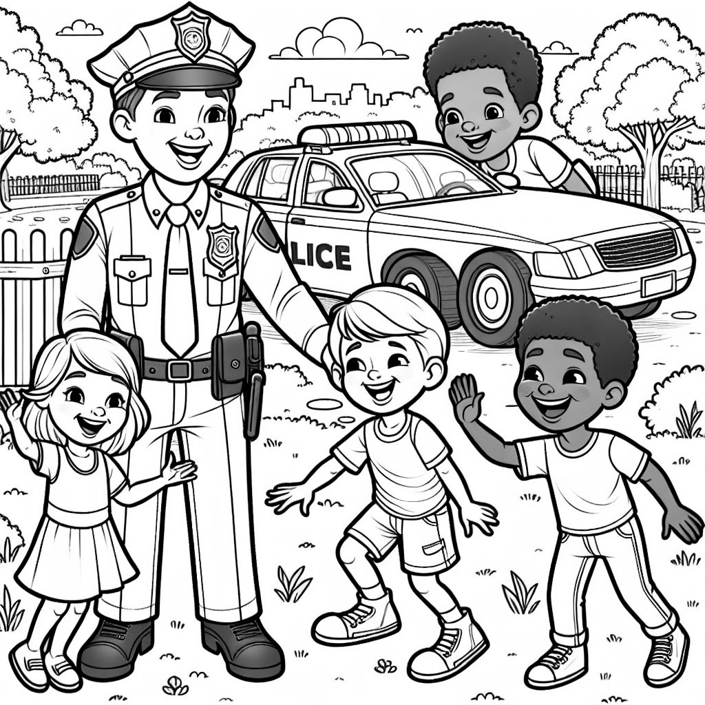 Lapd Colouring In 'Kids with police' Coloring Page | bubbely