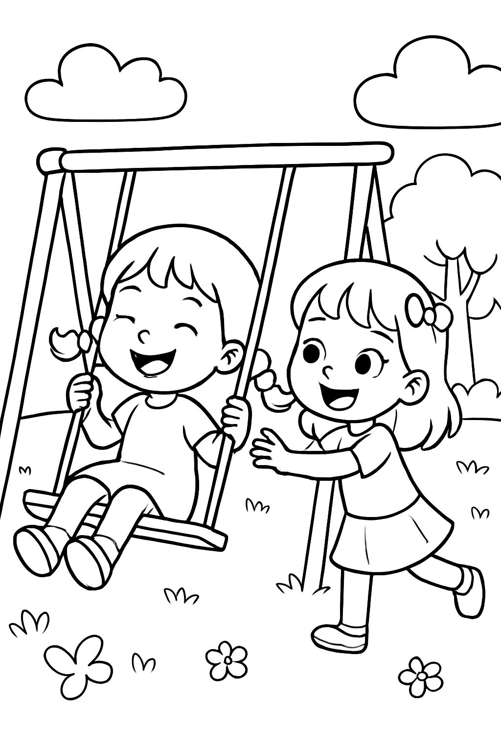 2 little girls playing on the swing (Gabrielle and Matou) 2 little girls playing on the swing (Gabrielle and Matou)
