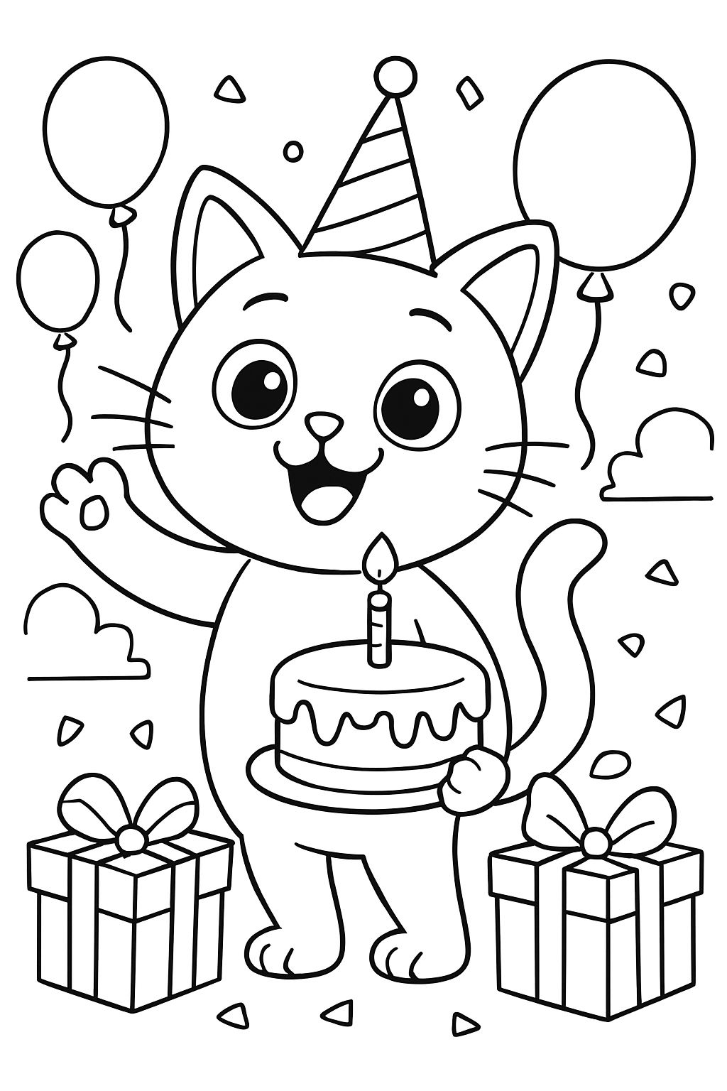 un chat célébrant un anniversaire