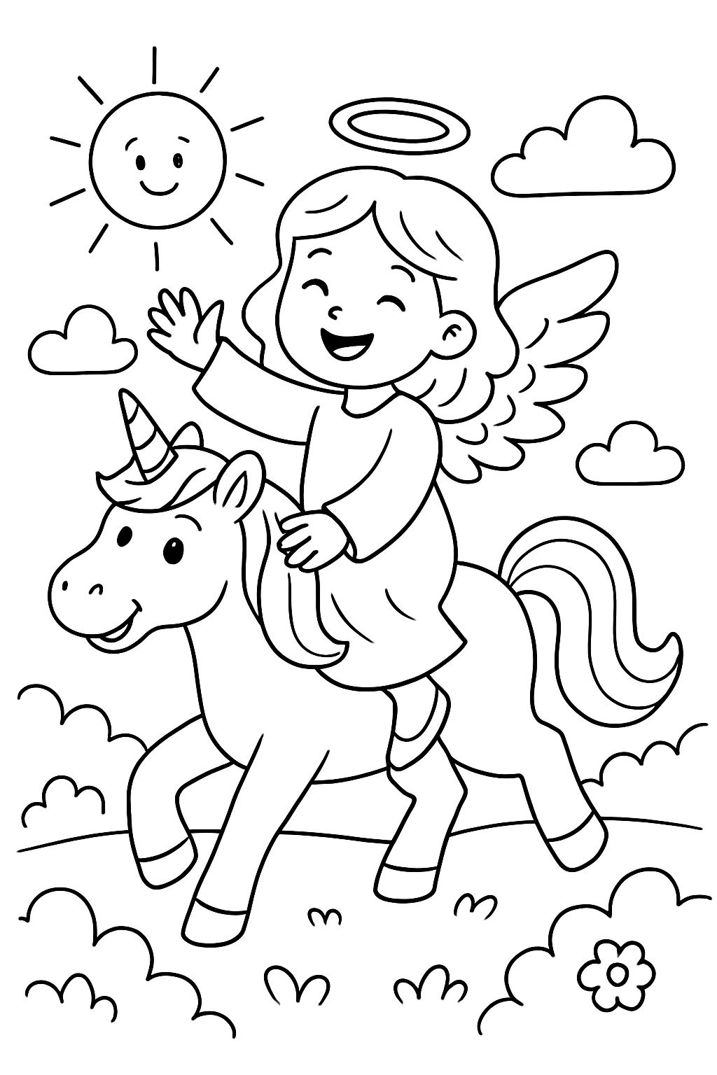 un ange sur une licorne