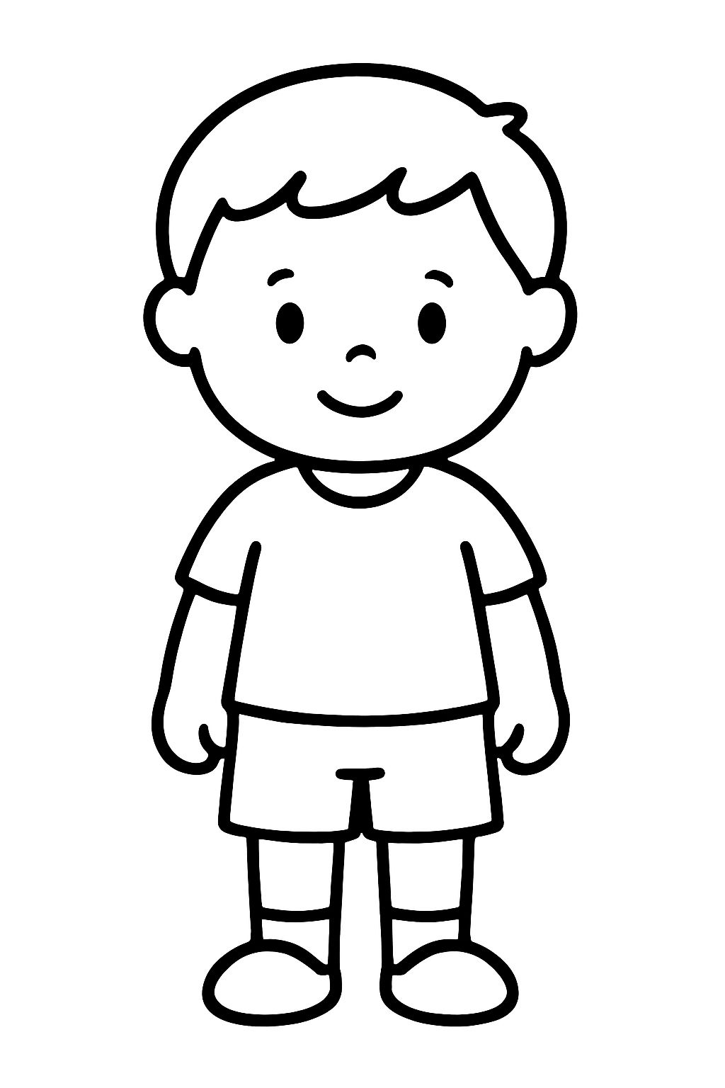 Ein junger Junge steht, Frontalansicht. Ein junger Junge steht, Frontalansicht.