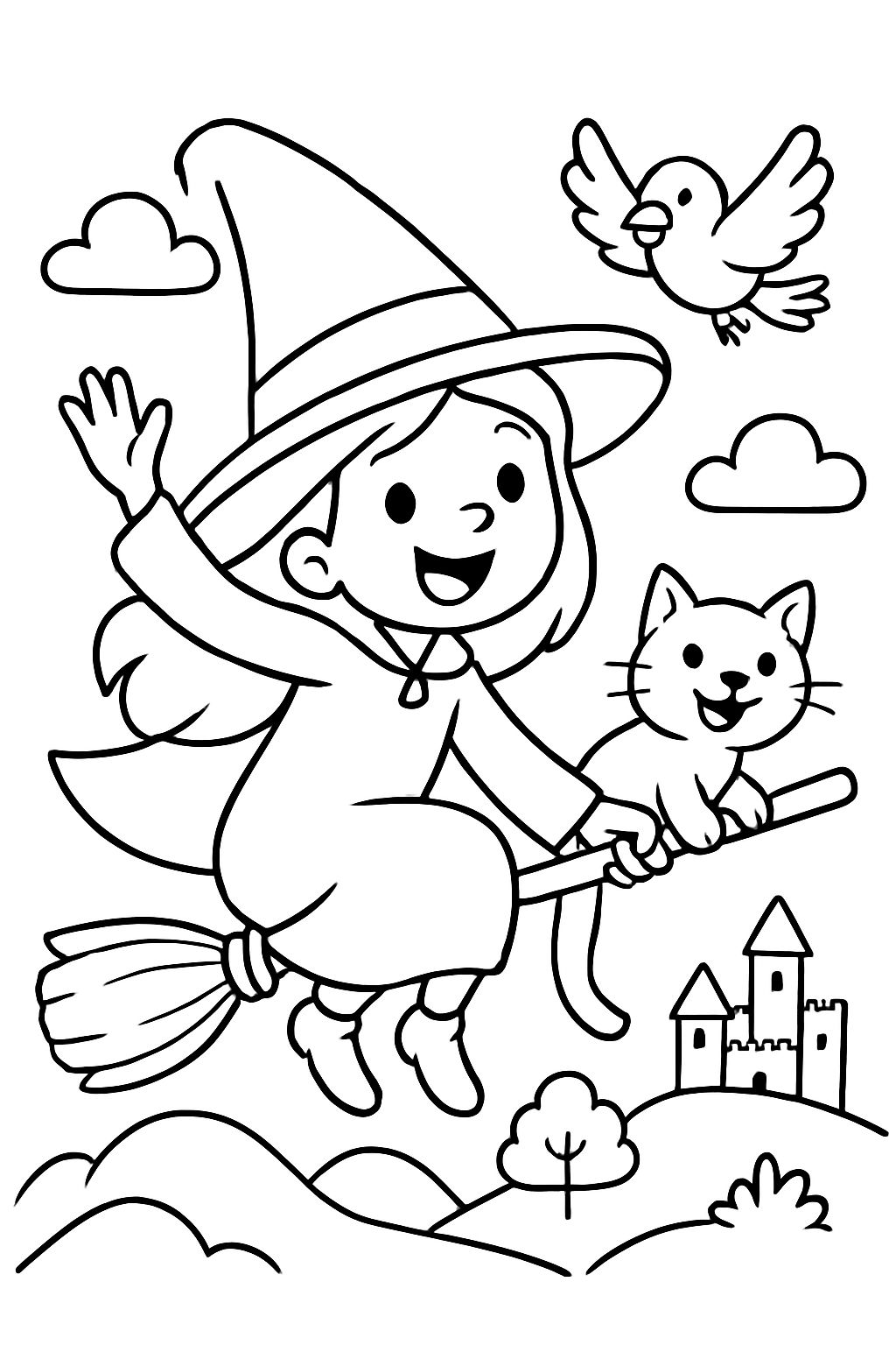 Raum auf dem Besen inspiriertes Zeichnen