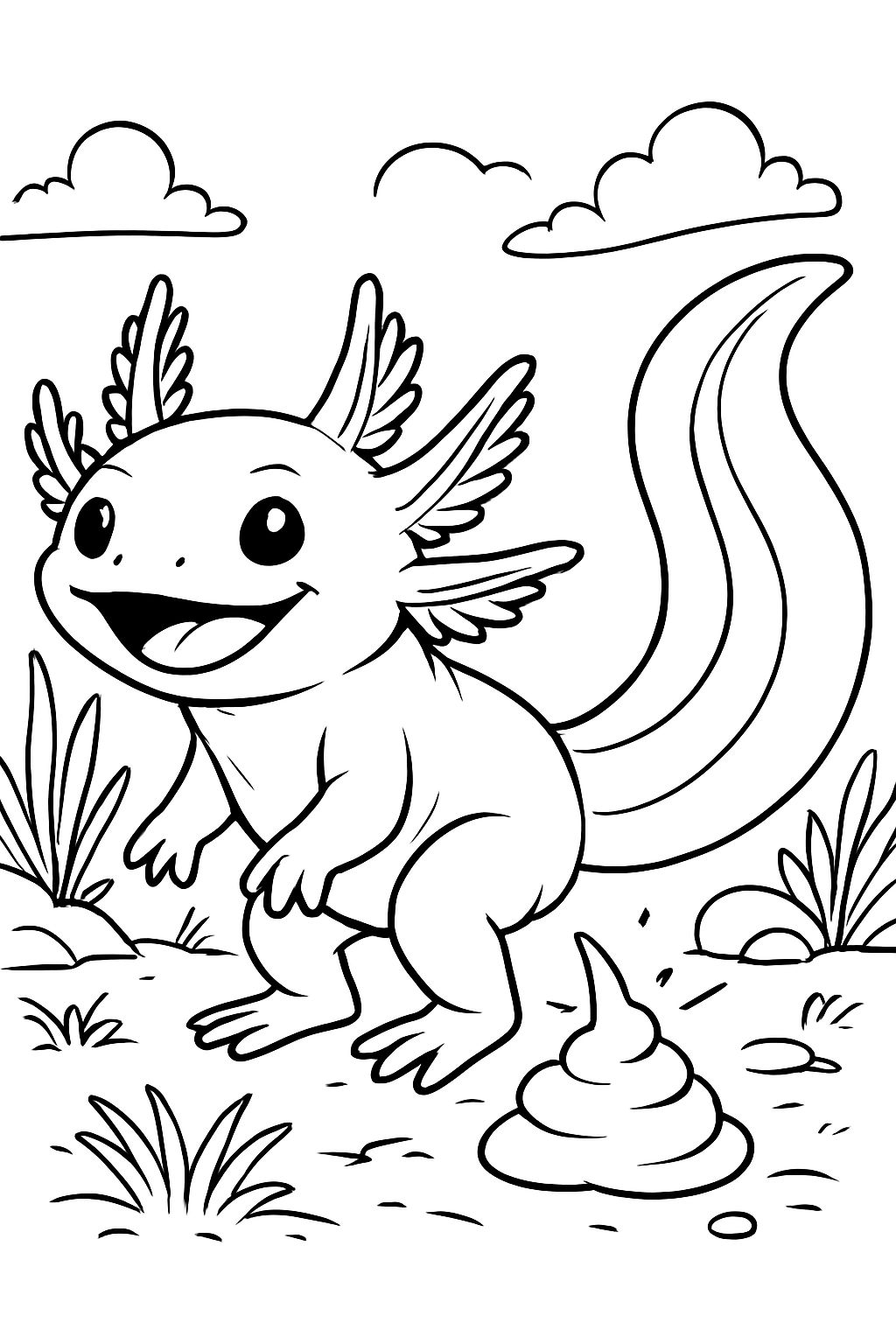 Eine kackende Axolotl