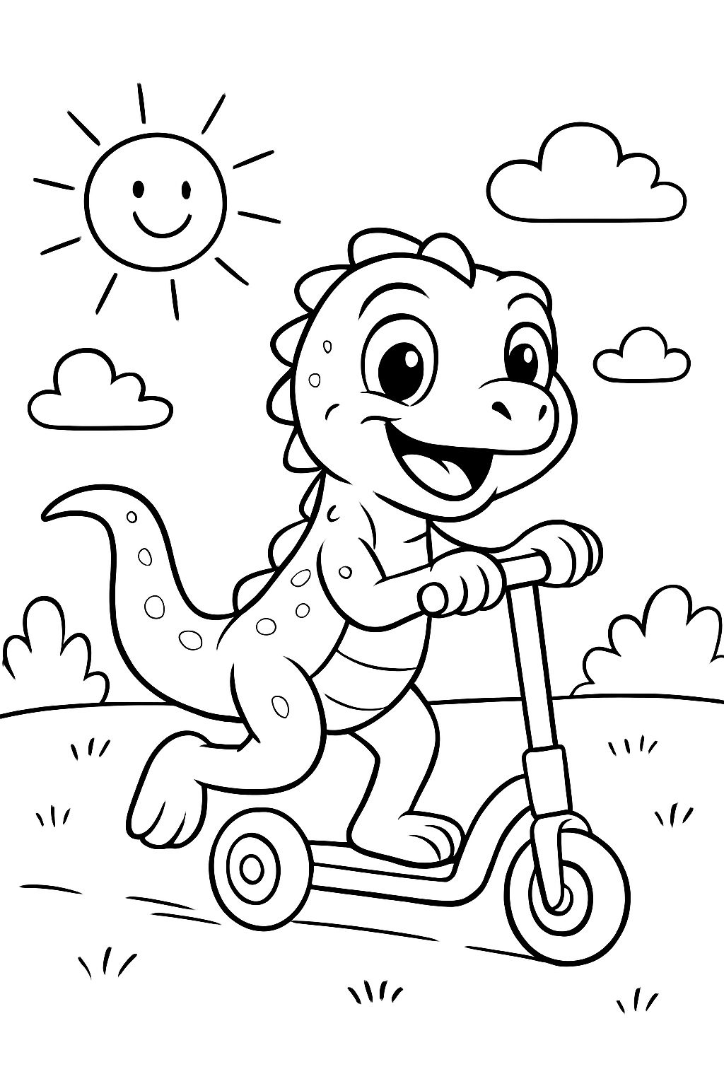 lézard sur un scooter à trois roues