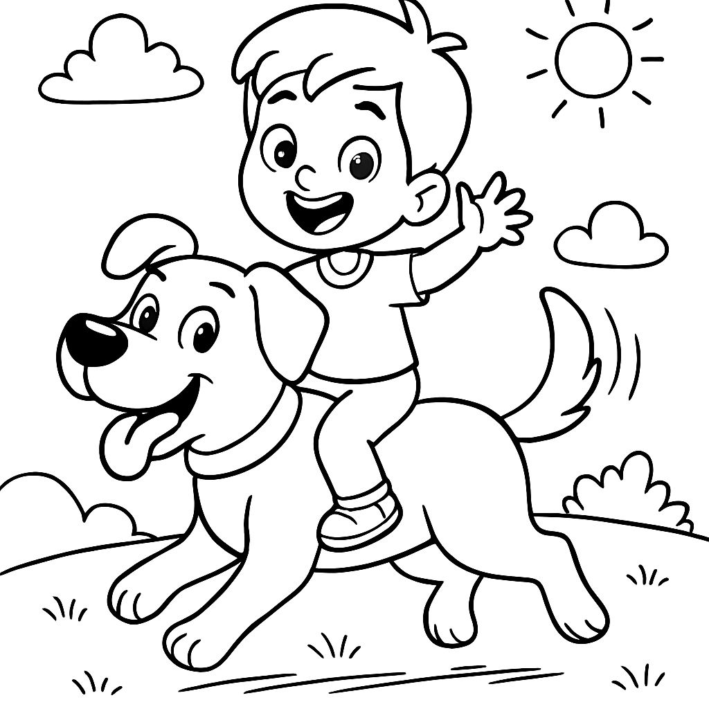 boy riding dog boy riding dog
