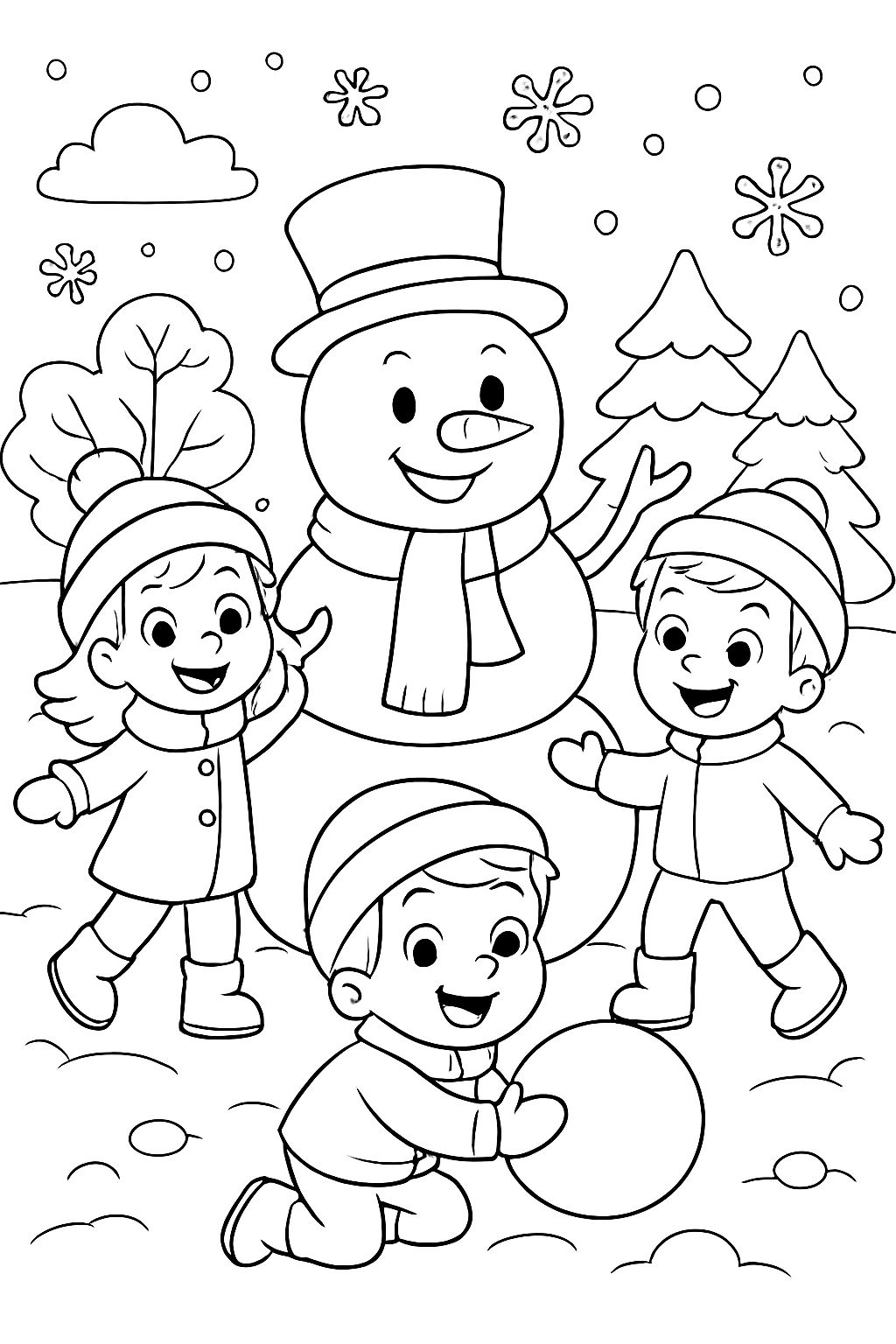 niños muñeco de nieve niños muñeco de nieve