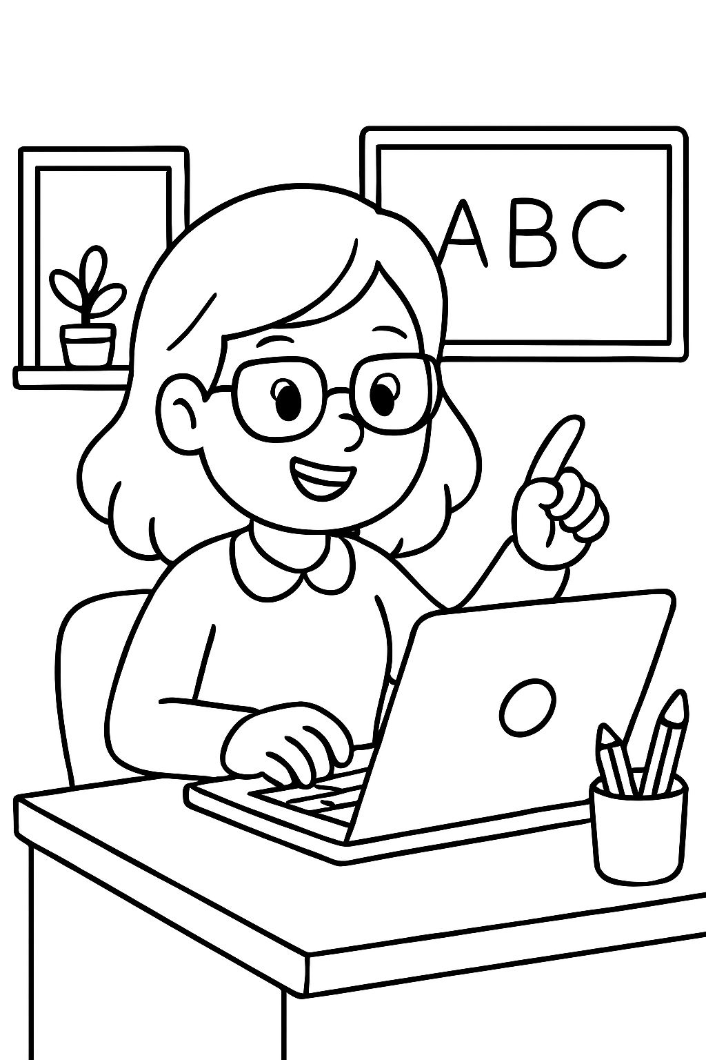 Teacher on the computer