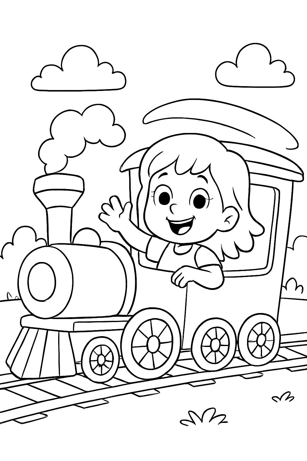 Train with a little child inside the wagon
