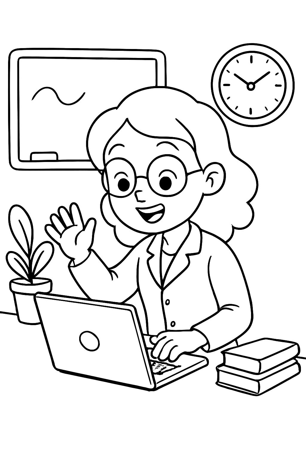 Teacher at the computer