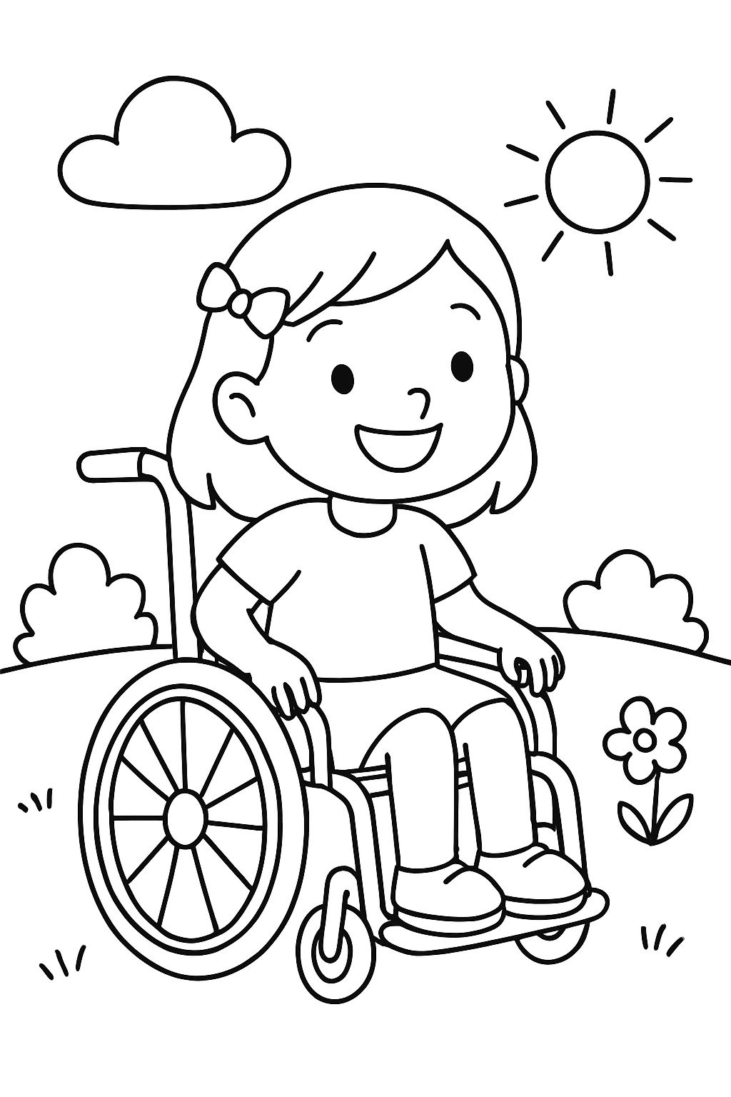 a girl in a wheelchair
