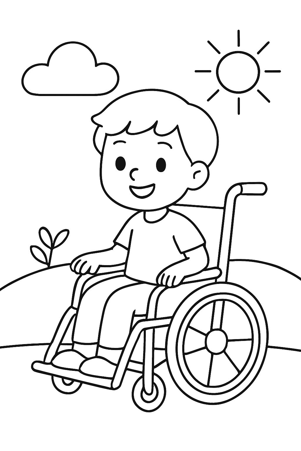 a child in a wheelchair