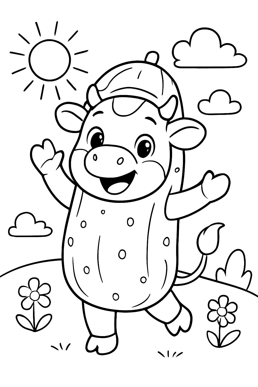 cute cow dressed like a pickle