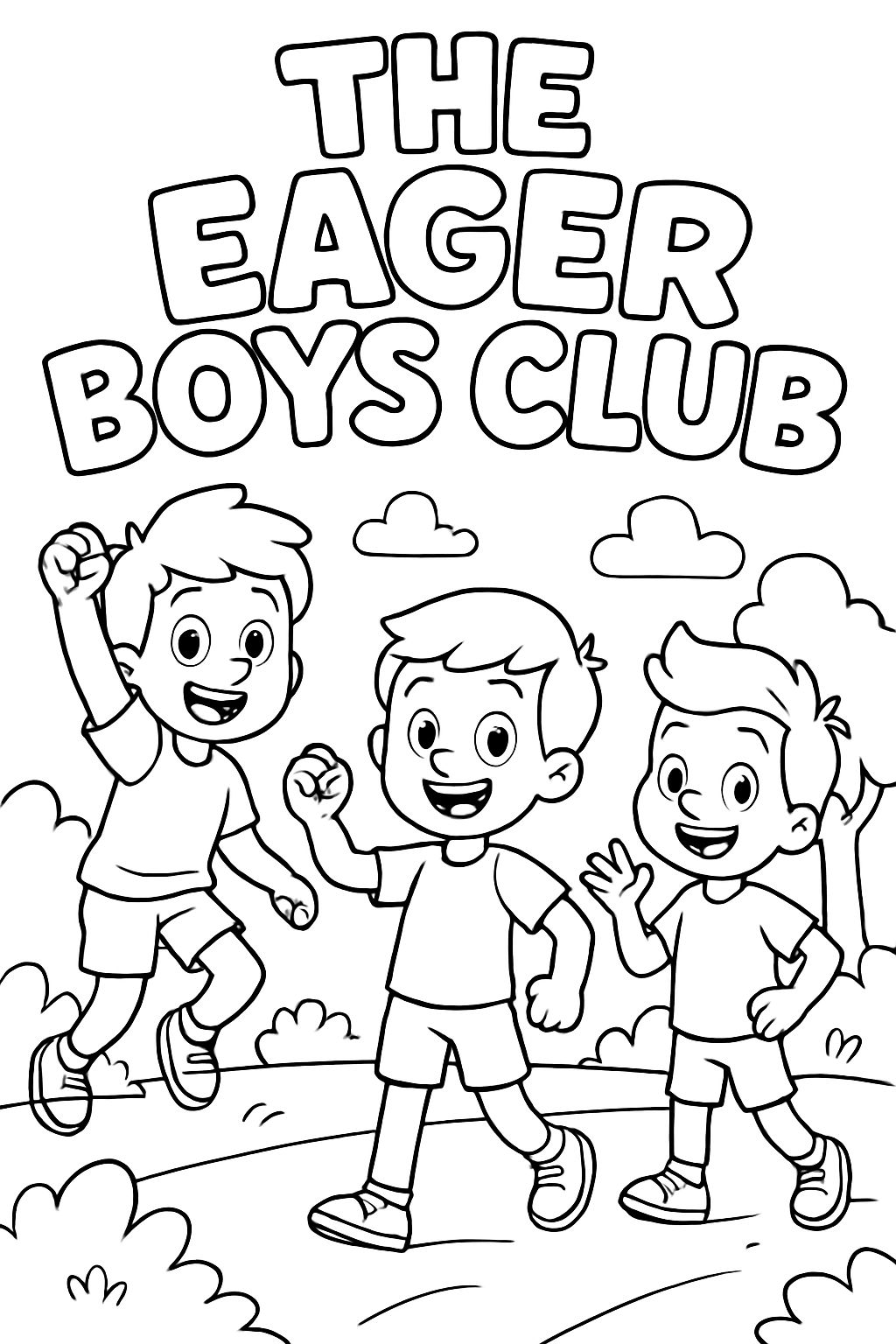 “O Clã dos Meninos Entusiásticos“ escrito em letras de design em bolha divertido