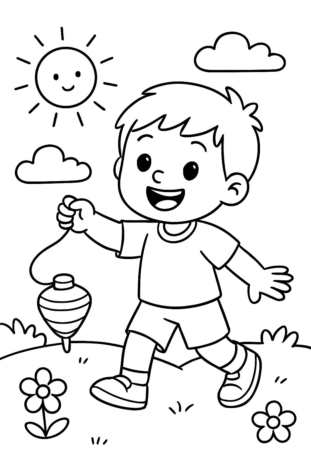 A child with a spinning top