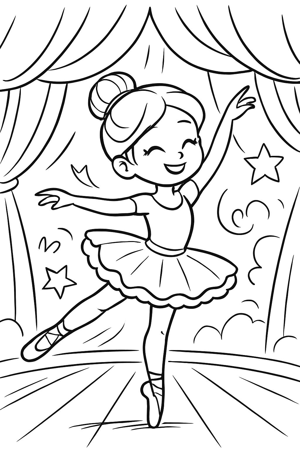 a cute ballerina dancing on the stage