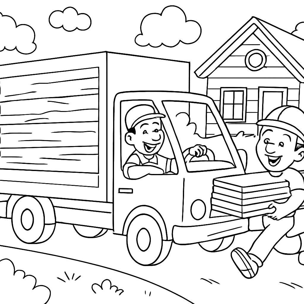 un camion box qui livre du revêtement. un camion box qui livre du revêtement.