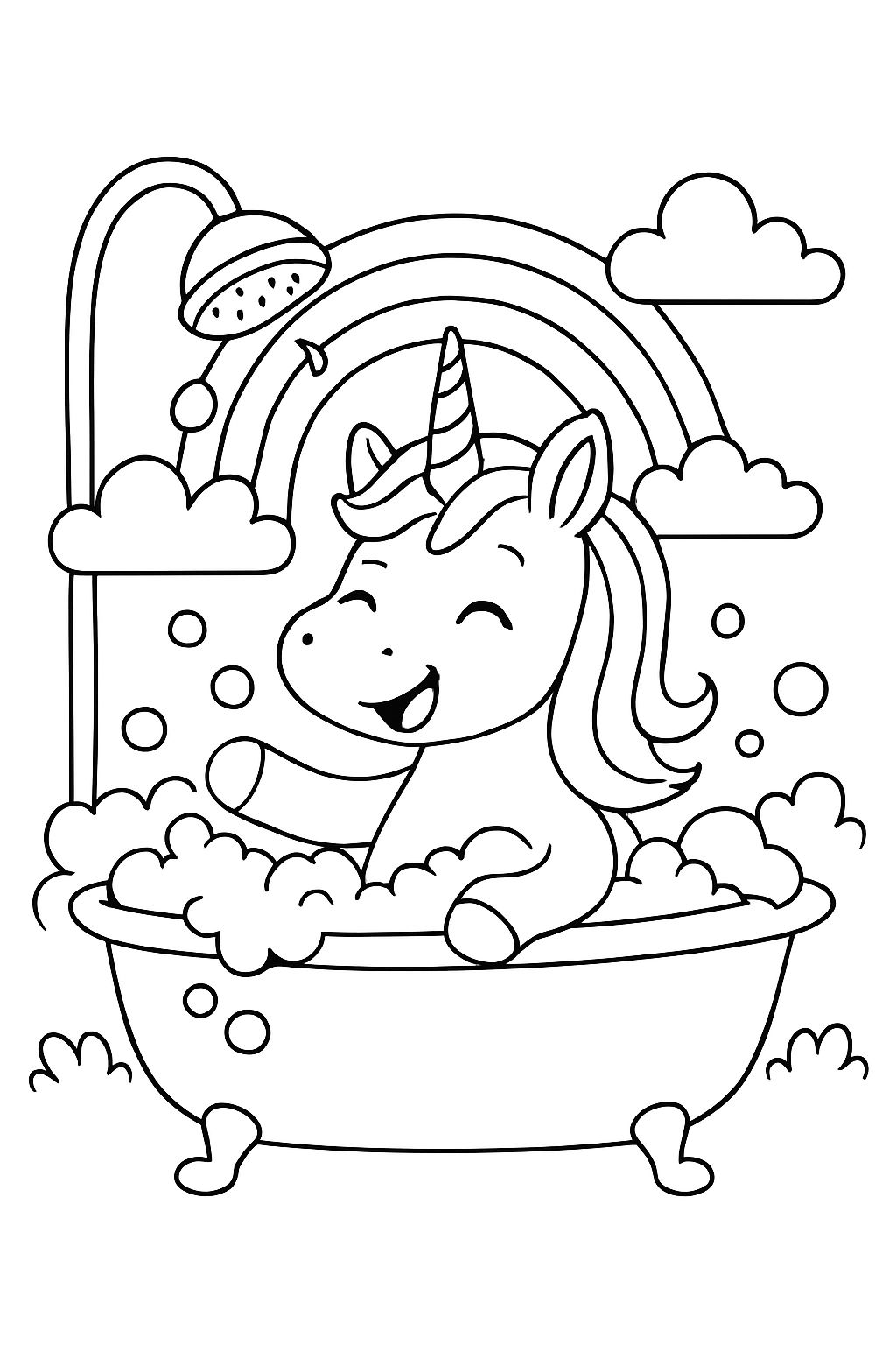 unicorn taking a bath