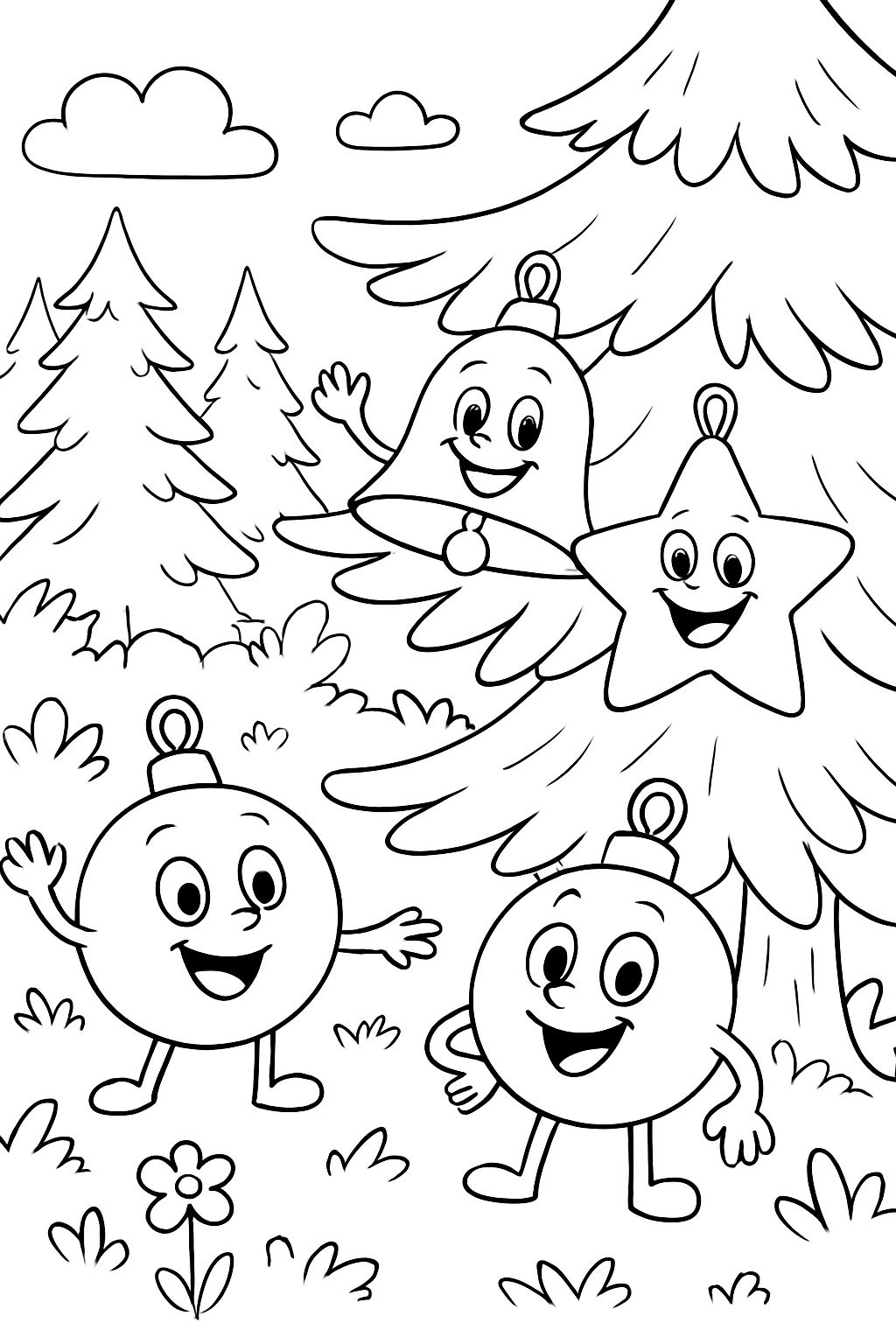 ornaments in a tree in forest