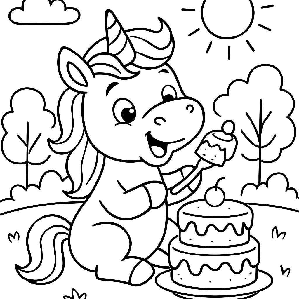 licorne mange un gâteau licorne mange un gâteau