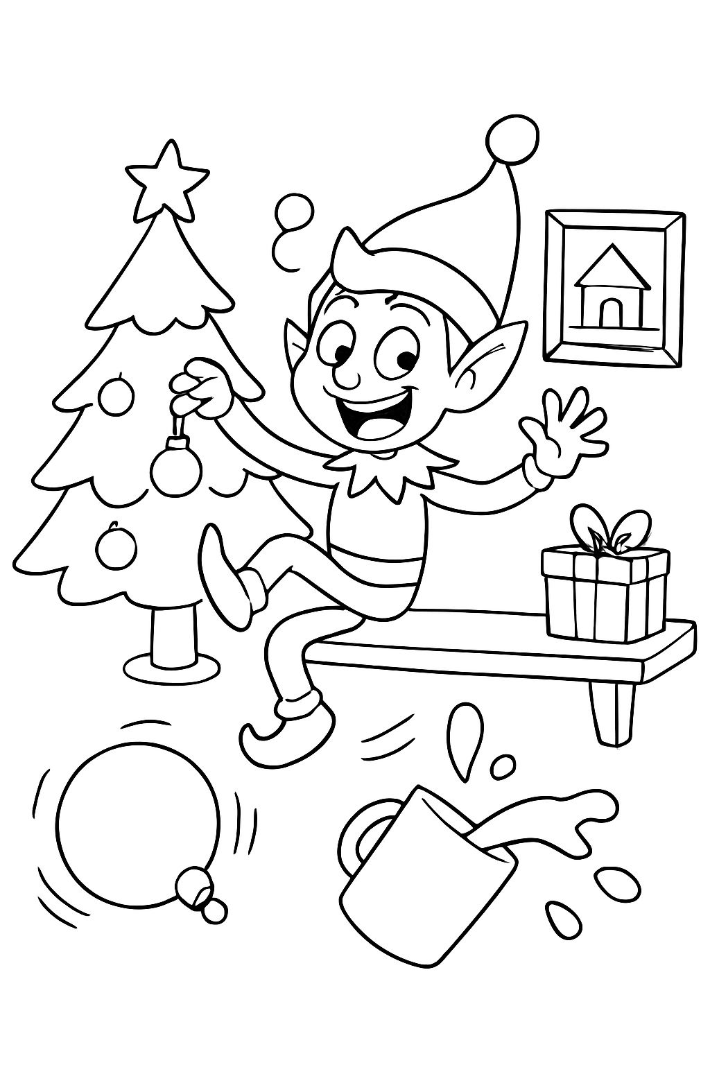 Duende na prateleira sendo louco.