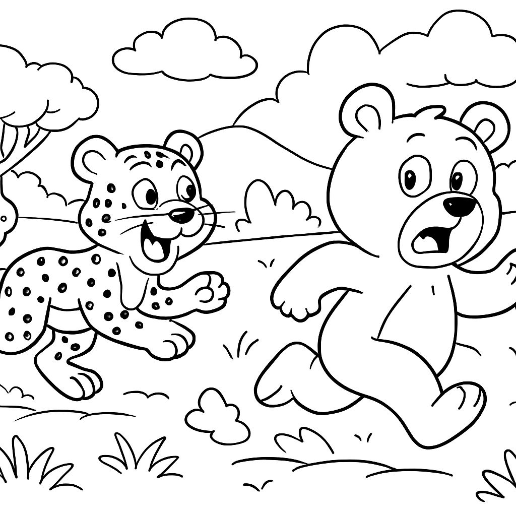 guepardo perseguindo um urso