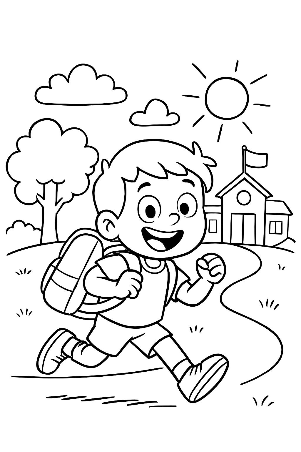 enfant courant vers l'école