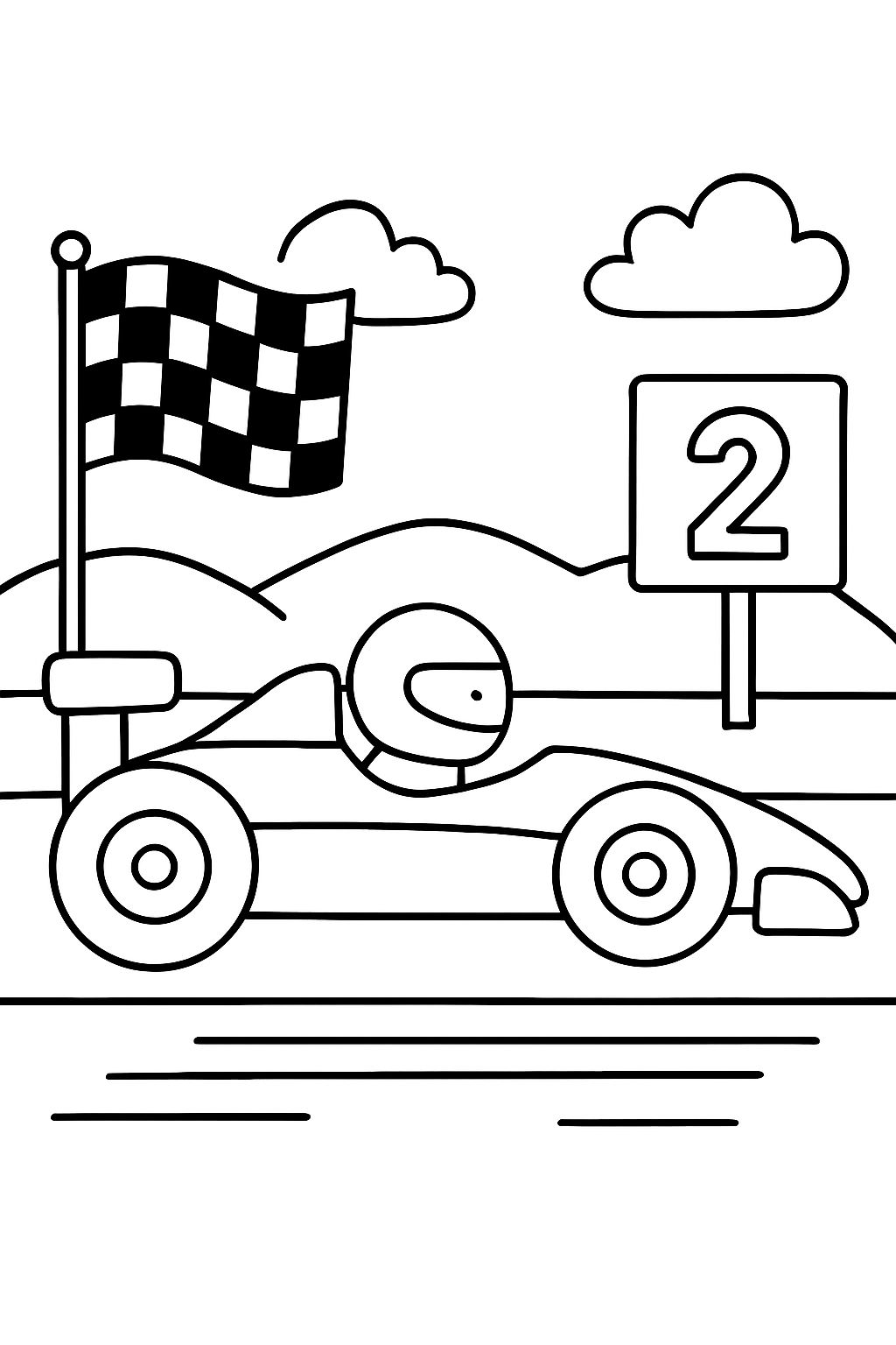 voiture de course sur la ligne d'arrivée numéro 2