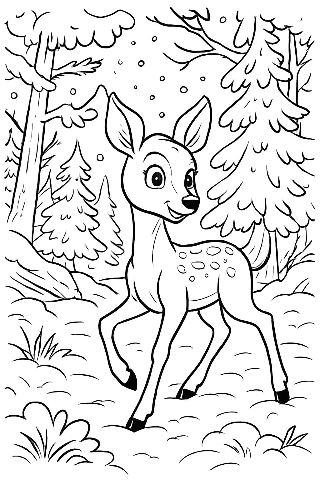 Deer in the forest in winter